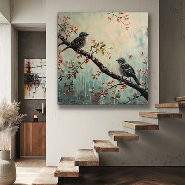 Painting of Birds on a Branch